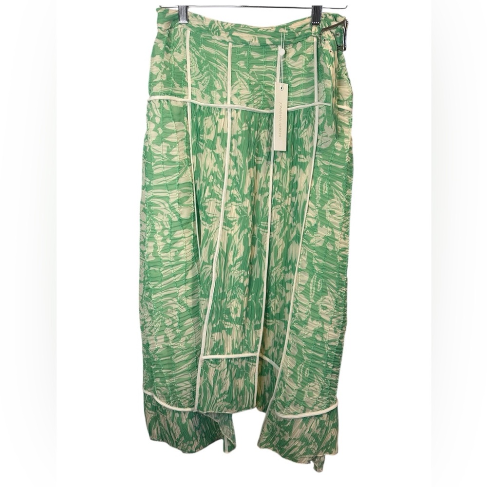 Jonathan Simkhai Green and Cream Patterned Skirt